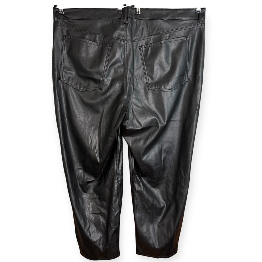 Old Navy Plus Size 24 Black Faux Leather High Rise O.G. Straight Leg Pants - Picture 2 of 4